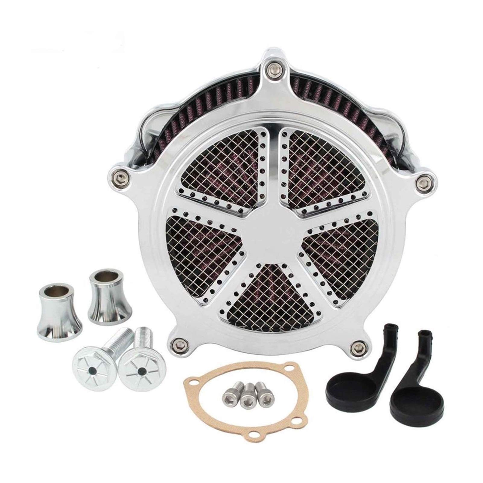 MEXWLOP Luftfilter Ansaugluftfilter CNC Crafts System Kits, for Harley, Sportster Iron 883 XL 883 1200 48 72 1991-2019 Schwarz Chrom Lufteinlassfilter für Motorräder(0340) von MEXWLOP