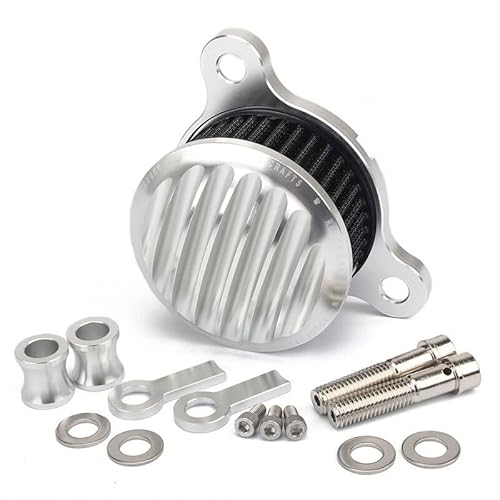 MEXWLOP Luftfilter CNC Aluminium Zaun Stil Schwarz Filter Reiniger Ansaugset, for Harley, Sportster Iron 883 XL883 XL1200 48 72 Roadster Lufteinlassfilter für Motorräder(Silver) von MEXWLOP