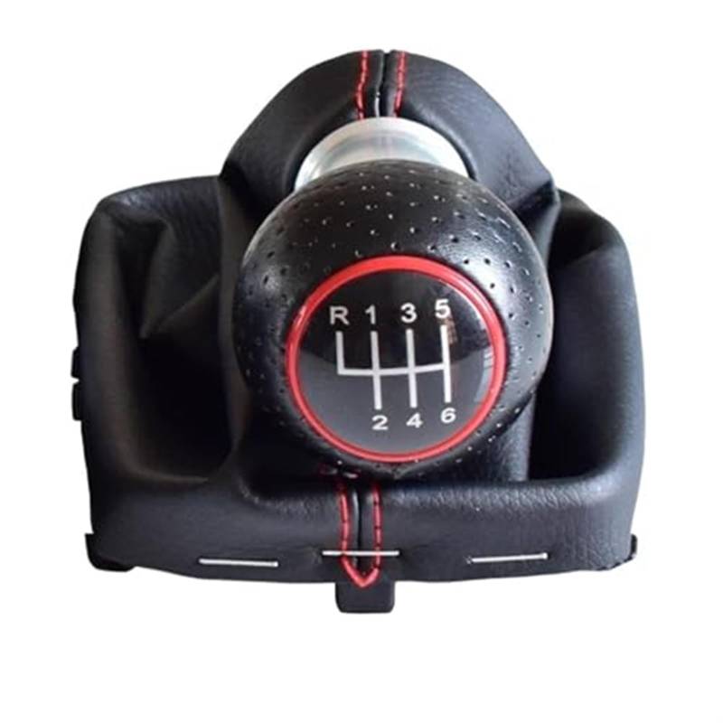 MEXWLOP Manuelle 5- und 6-Gang-Schalthebelabdeckung, for, A3 S3 2001 2002 2003, Schaltknauf, Gamasche, Kofferraumgehäuse, Kragen, Auto-Styling Auto-Schaltknauf(Black 6 Speed-Red) von MEXWLOP