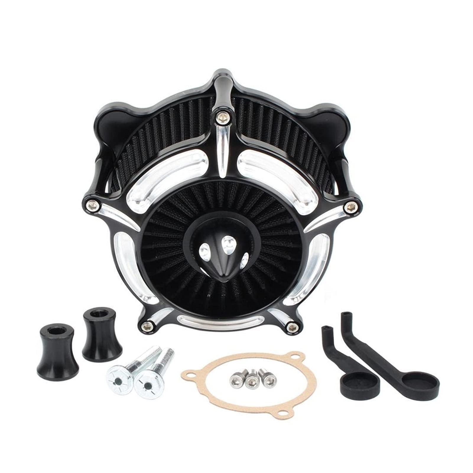 MEXWLOP Motorrad-Luftfilter-Turbinen-Spike-Ansaugluftfilter Touring Electra Street Glide Road King FLT FLHT Softail FXST 17-2020 Lufteinlassfilter für Motorräder(Black-20) von MEXWLOP