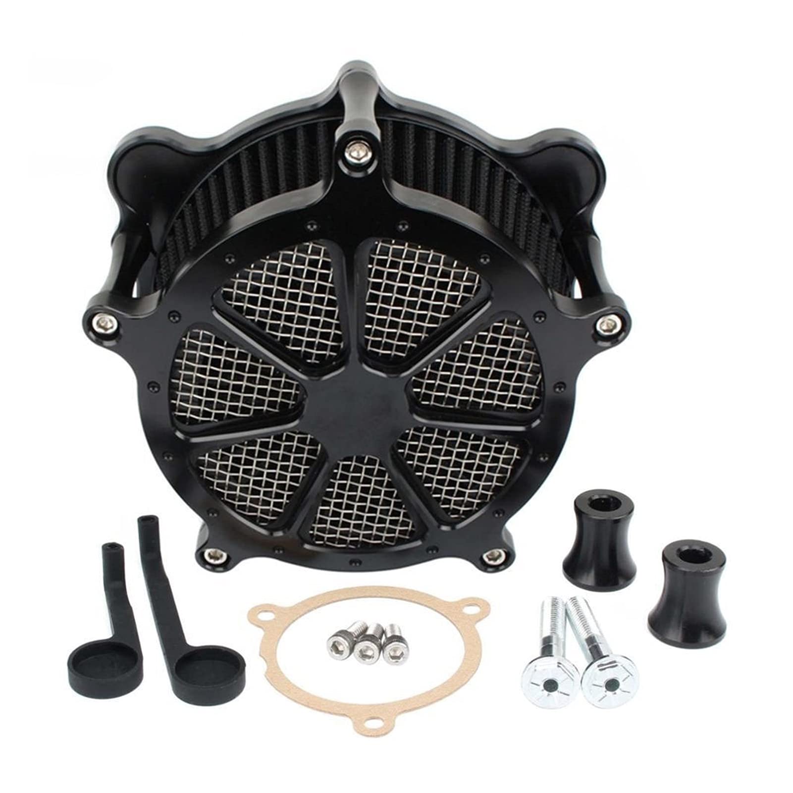 MEXWLOP Motorrad-Luftfilter Venturi Cut CNC-Luftreiniger-Ansaugkits, for Harley, Touring Street Glide Road King FLH Sofatil FLST 2020 Lufteinlassfilter für Motorräder(Black) von MEXWLOP