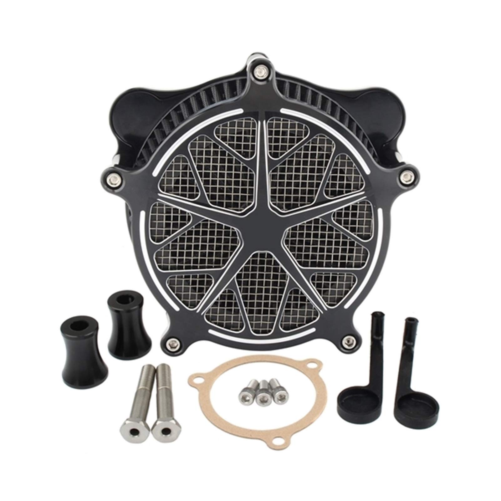 MEXWLOP Motorradfilter Aluminium-Luftfilter-Reiniger-Kit, for Harley, Touring Road King FXDLS FLSTNSE Trike 2008-2016 Dyna 2017 Softail Lufteinlassfilter für Motorräder(B) von MEXWLOP