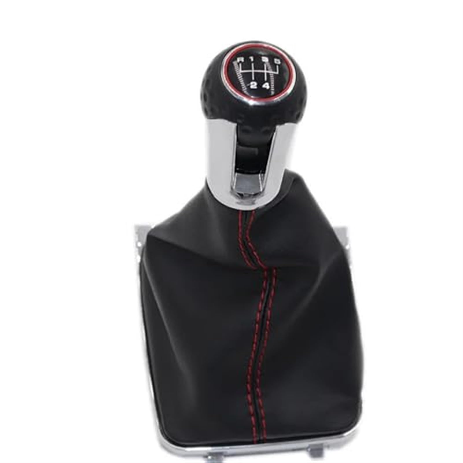 MEXWLOP Schaltknauf Hebelschaltergriff Leder, for Golf, 7 A7 MK7 GTI GTD 2013 2014-2018 Schaltgetriebegriff 5 6 Gang Schaltknauf(Black 5 Speed red line) von MEXWLOP