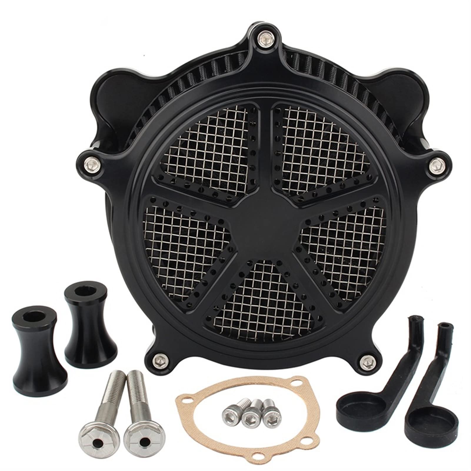 MEXWLOP Schwarzer Luftfilter CNC-Ansaugfilter, for Harley, Dyna 1993-2017 FXR Low Rider Softail Fat Bob Touring Electra Glide Road King Lufteinlassfilter für Motorräder(J) von MEXWLOP