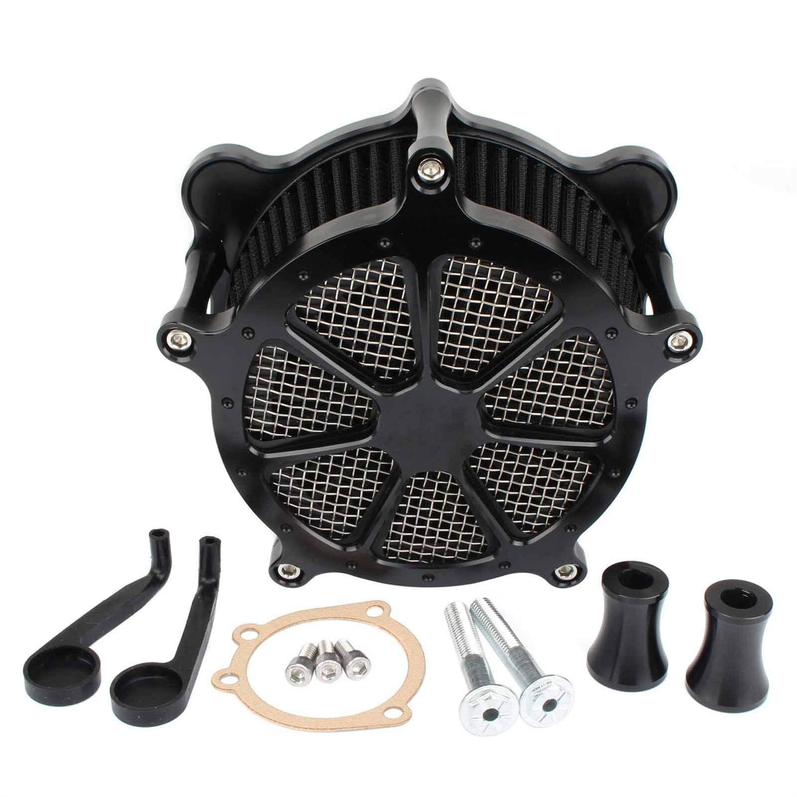 MEXWLOP Schwarzes Motorrad-Luftfilter-Einlass-Venturi-Luftfilter-Kits, for Harley, Touring Dyna FXR Road King Street Glide Softail FXDL Lufteinlassfilter für Motorräder(Black 1) von MEXWLOP