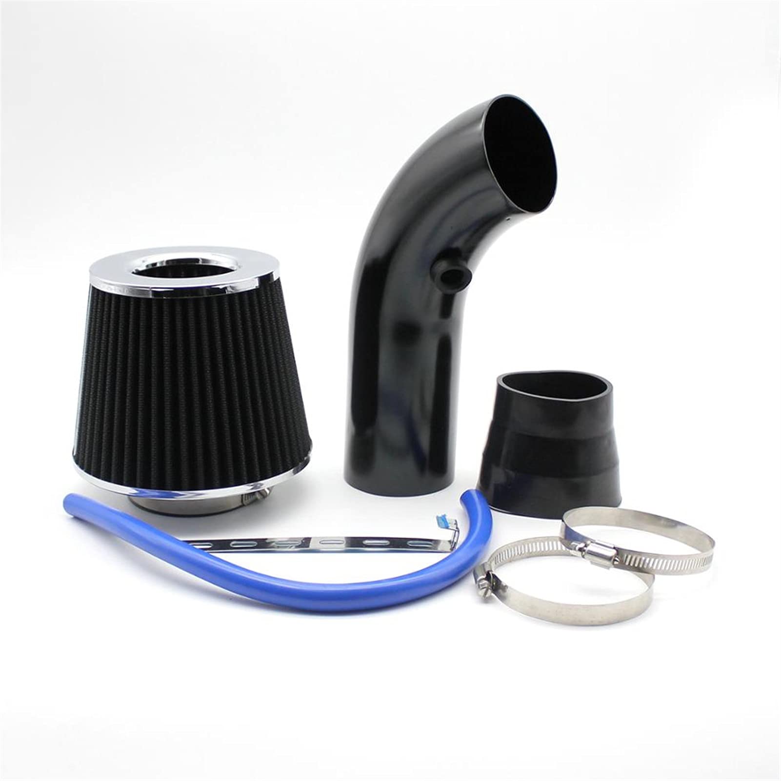 MEXWLOP Turbo-Universal-Kaltansaugkit mit Filter, 76 mm, Auto-Gummischlauch, Hochleistungs-Induktions-Kompressor-Ansaugrohr Auto-Klimaanlagenfilter(Black) von MEXWLOP