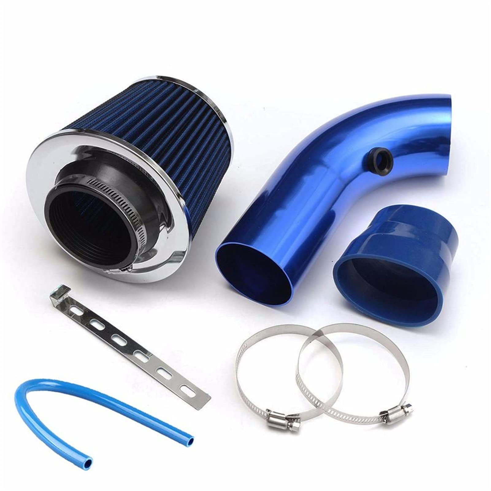 MEXWLOP Turbo-Universal-Kaltansaugkit mit Filter, 76 mm, Auto-Gummischlauch, Hochleistungs-Induktions-Kompressor-Ansaugrohr Auto-Klimaanlagenfilter(Blue) von MEXWLOP