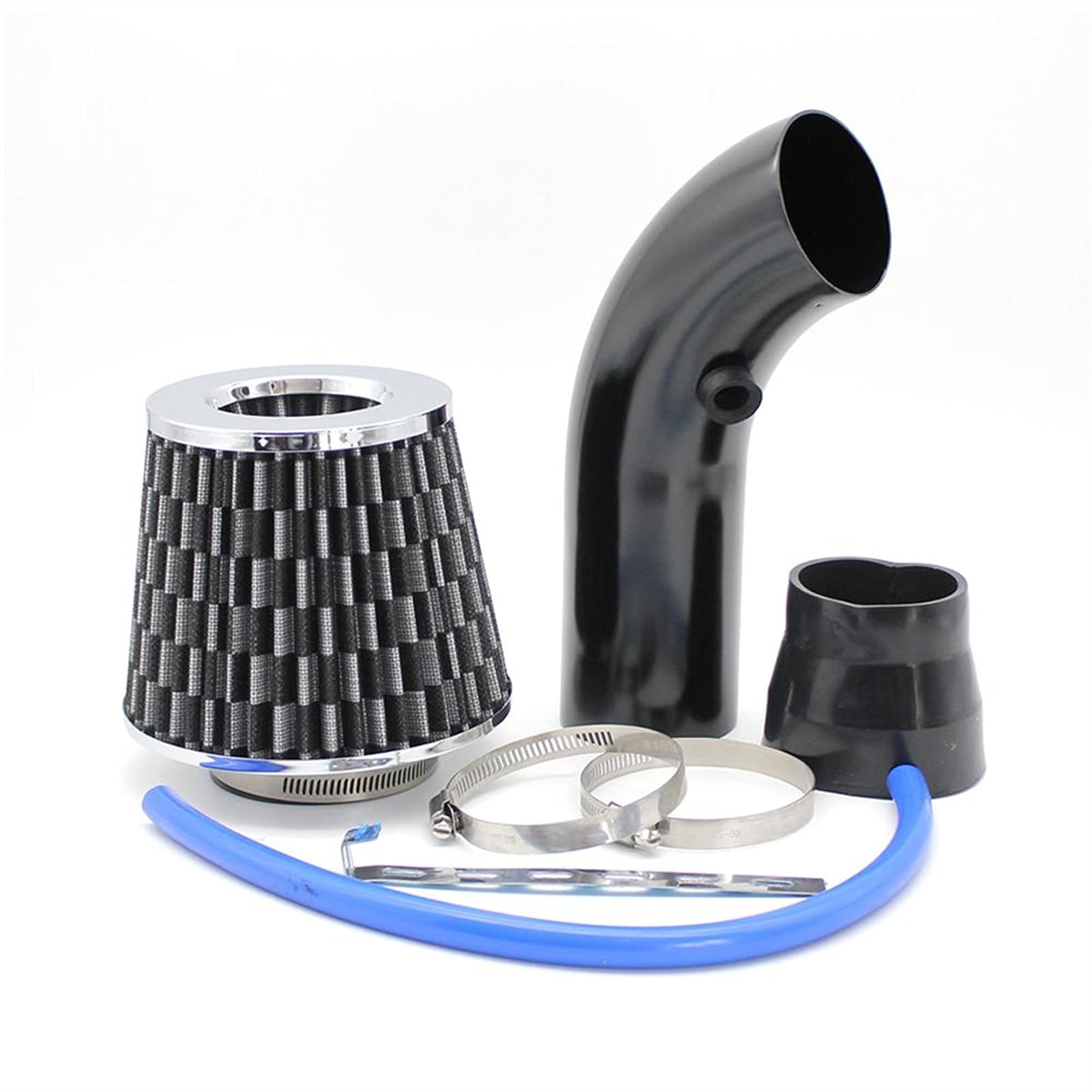 MEXWLOP Turbo-Universal-Kaltansaugkit mit Filter, 76 mm, Auto-Gummischlauch, Hochleistungs-Induktions-Kompressor-Ansaugrohr Auto-Klimaanlagenfilter(Carbon) von MEXWLOP