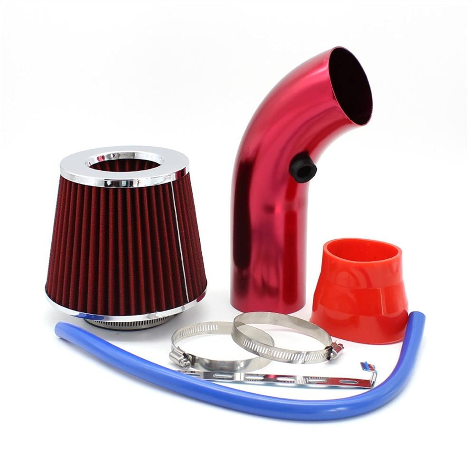 MEXWLOP Turbo-Universal-Kaltansaugkit mit Filter, 76 mm, Auto-Gummischlauch, Hochleistungs-Induktions-Kompressor-Ansaugrohr Auto-Klimaanlagenfilter(Red) von MEXWLOP