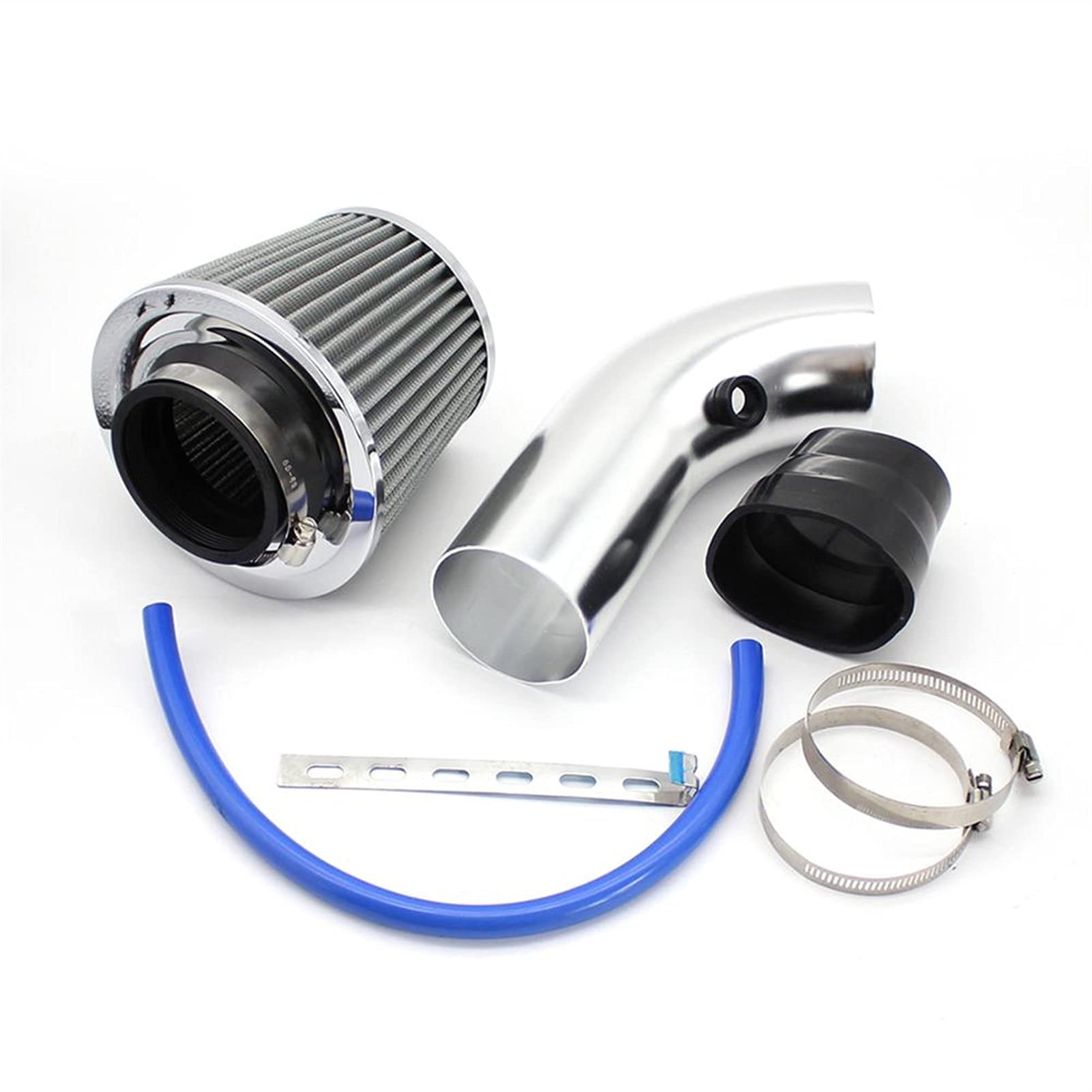 MEXWLOP Turbo-Universal-Kaltansaugkit mit Filter, 76 mm, Auto-Gummischlauch, Hochleistungs-Induktions-Kompressor-Ansaugrohr Auto-Klimaanlagenfilter(Silver) von MEXWLOP