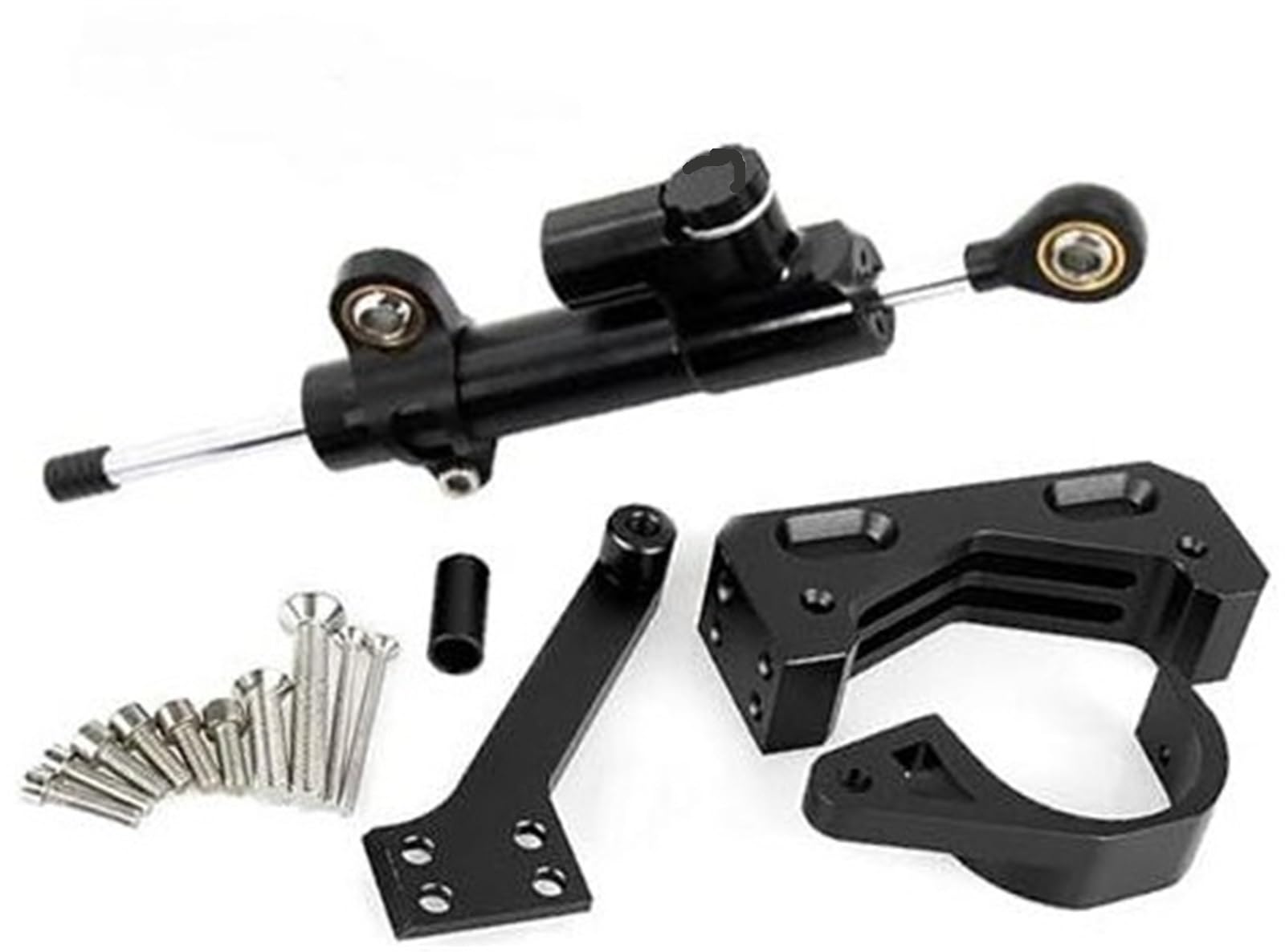 MEXWLOP for Null, 10X Roller Lenkung Stabilisator Dämpfer Halterung Vorderrad Modifikation Halterung Elektrische Roller Teile Lenkungsdämpfer für Elektroroller(Black Bracket-Damper Kit B3) von MEXWLOP