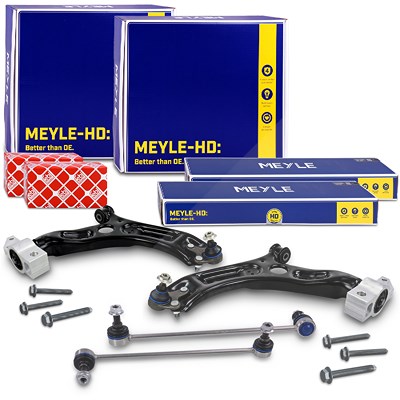 Meyle 2x Querlenker + 2x Koppelstange + 2x Schraubensatz vorne für Audi, Seat, Skoda, VW von MEYLE