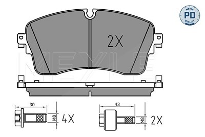 Meyle Bremsbelagsatz, Scheibenbremse [Hersteller-Nr. 0252248517/PD] für Land Rover, Jaguar von MEYLE