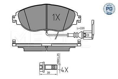 Meyle Bremsbelagsatz, Scheibenbremse [Hersteller-Nr. 0252511720/PD] für Seat, Skoda, VW von MEYLE