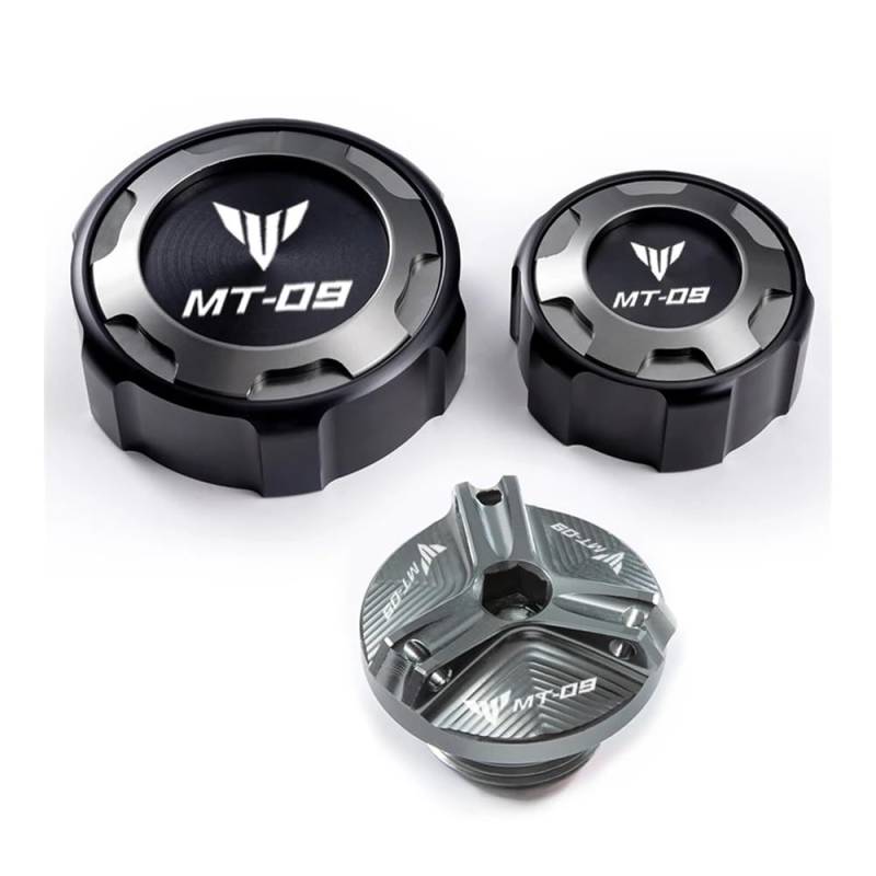 MEndip Motorrad Bremsflüssigkeitsbehälter Deckel Für Yam&aha MT 09 MT-09 Mt09 Sp 2021-2023 Motorradzubehör CNC Schutz Der Vorderen Und Hinteren Bremsflüssigkeitskappe Und Öleinfülldeckel von MEndip