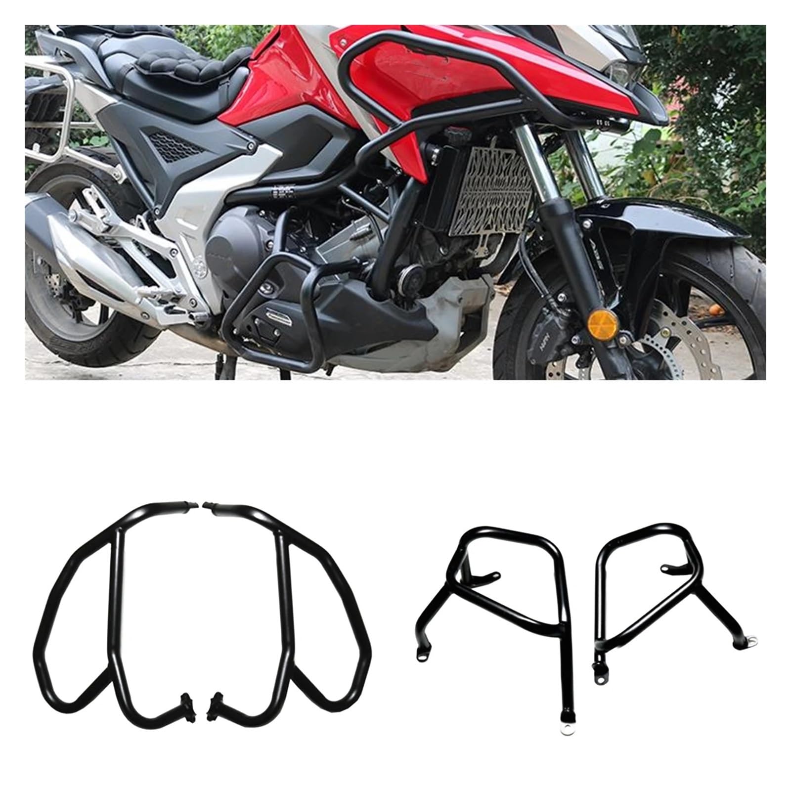 Motorrad Stoßstange Für NC750X 2021 2022 2023 Motorrad Motor Oberen Unteren Schutz Crash Bar Protector Kit Halterung Motorrad Zubehör von MEndip