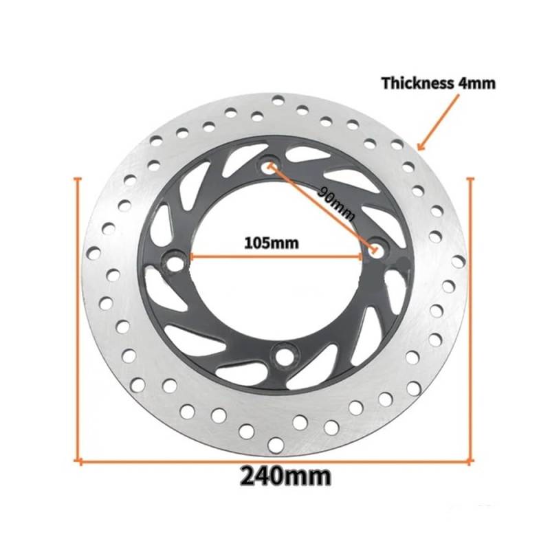 Motorradzubehör 240 mm Außendurchmesser, 105 mm Innendurchmesser, vordere Motorradbremsscheiben, kompatibel mit CM125-Scheiben von MFHgLKT