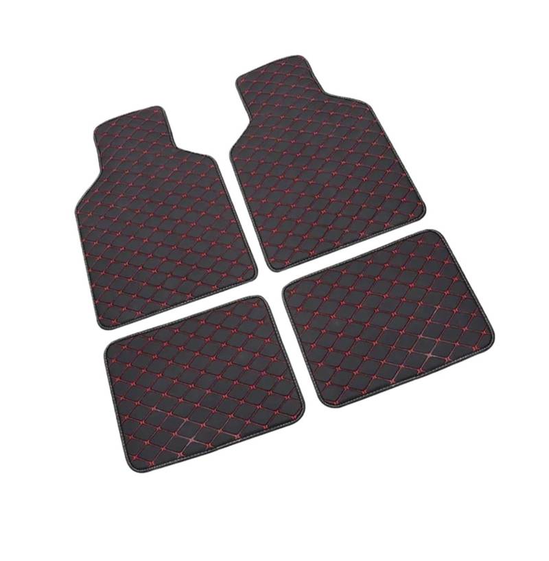 Auto Universal Auto Boden Teppich Innen Anti Scratch Boden Matte Für 5 Sitze Fahrzeug Auto Fußmatten wasserdichte Fuß Pads Zubehör(4 Stück rote Linie) von MFTGRS