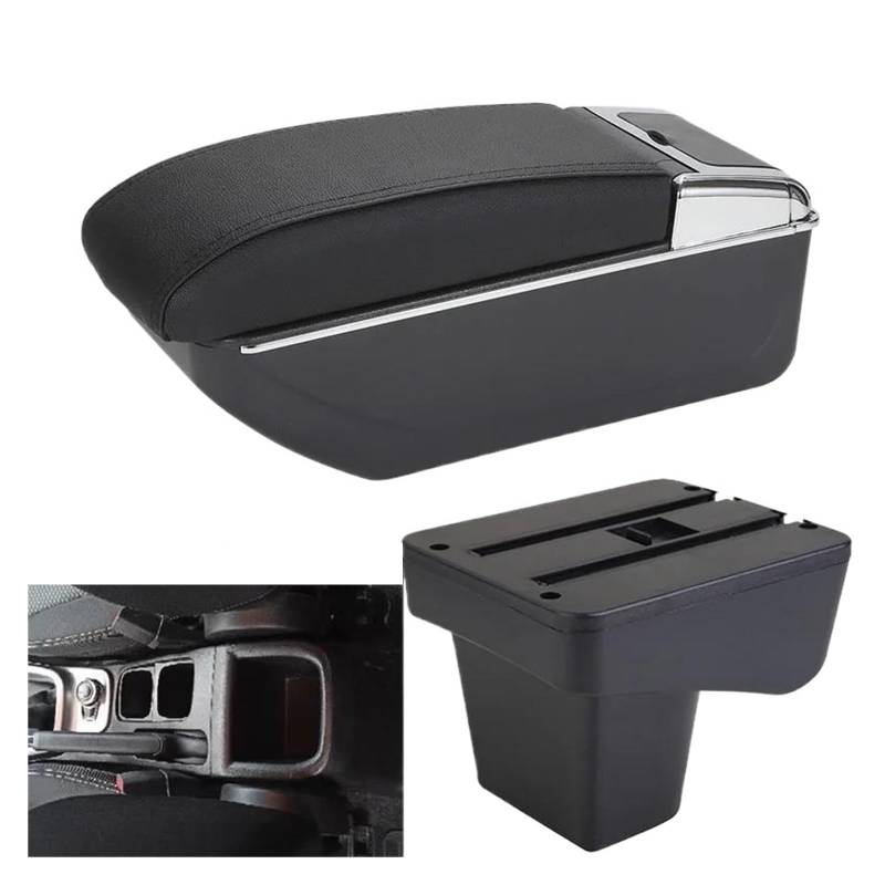 Für Suzuki Für Vitara 2012-2019 Armlehnenbox Zentrale Aufbewahrungsbox Armlehne Automodifikationszubehör Einziehbar(A2 Schwarze Linie 7USB) von MFTGRS