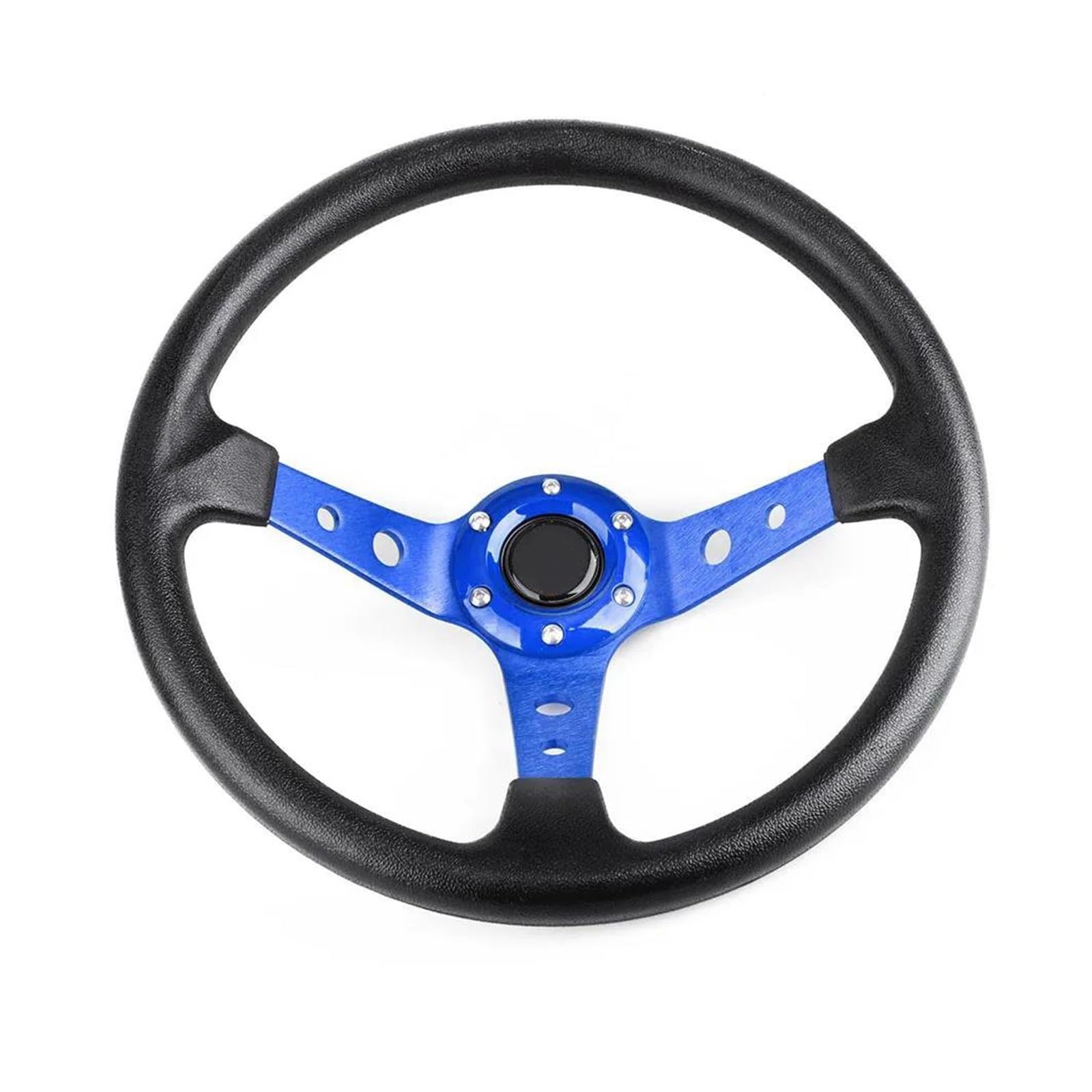 Universal Lenkrad Für Sportdriften 350 Mm Rennlenkrad Aus PU Leder Autoteile(BLAU) von MFTGRS