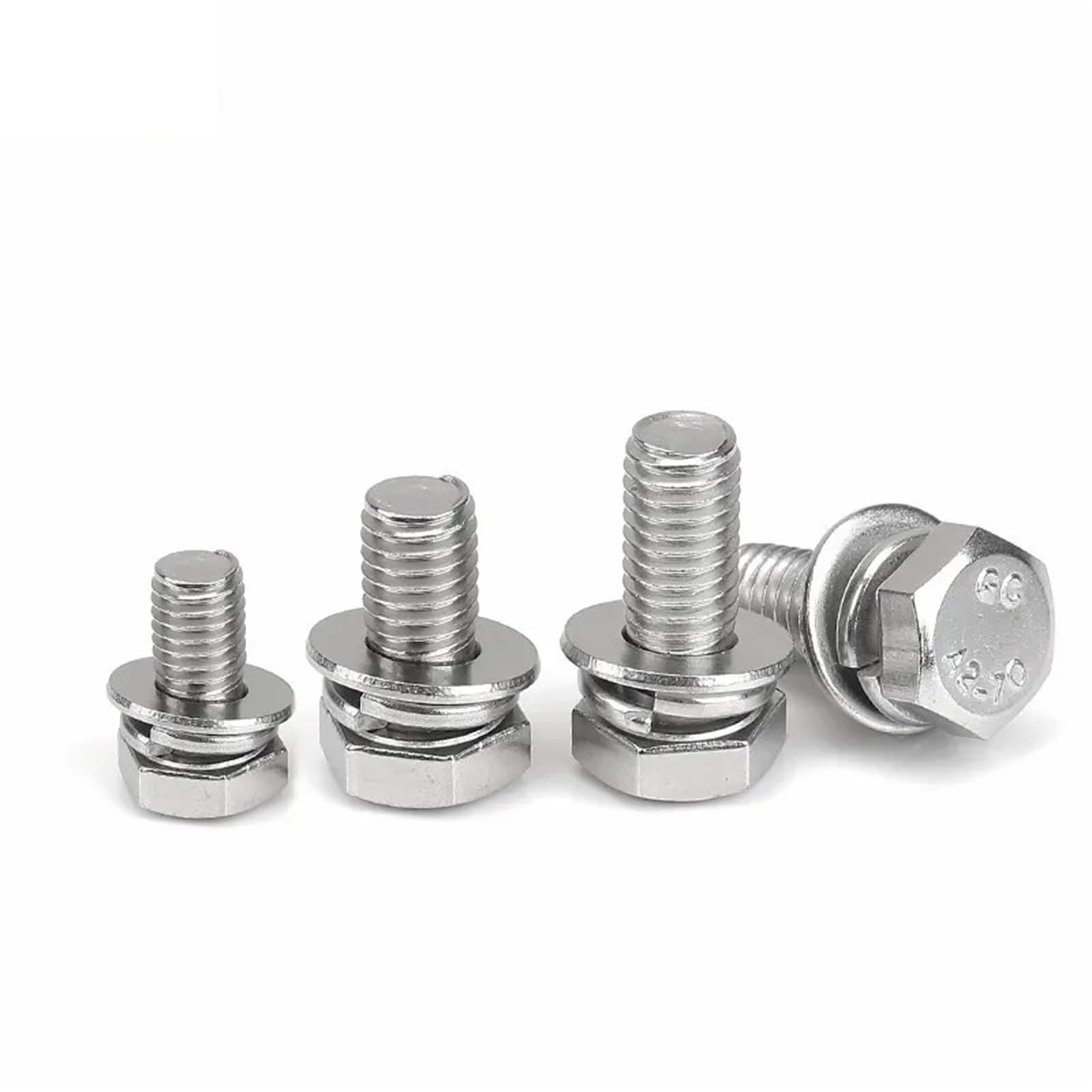 Premium Schrauben 304 Edelstahl Außensechskant Sechskantschraube M4 M5 M6 M8 M10 M12 Unterlegscheibe Federdichtung montieren 8 mm 10 Stück M4(12mm,10pcs M4) von MFUPR