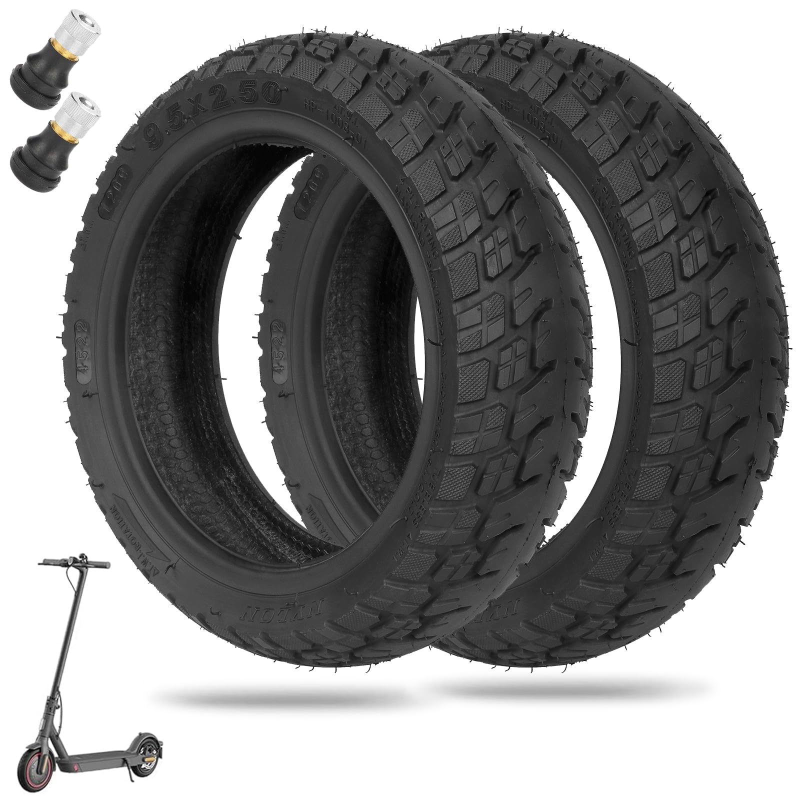 9,5 Zoll Offroad-Reifen schlauchloser - 9,5 x 2,5 Offroad-Reifen für Niu KQI3 Max/Pro/Sport Elektroroller Ersatzreifen, verdickt, explosionsgeschützt, langlebig und sicher (2 PCS) von MGDC