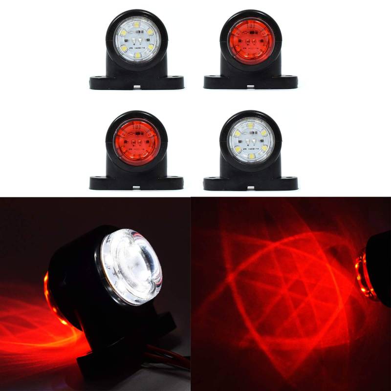 MGF LED hintere weiße/rote seitliche Positionslichter für Anhänger, Bus, SUV, Wohnwagen, Van, 12 V / 24 V Packung mit 4 Stück von MGF