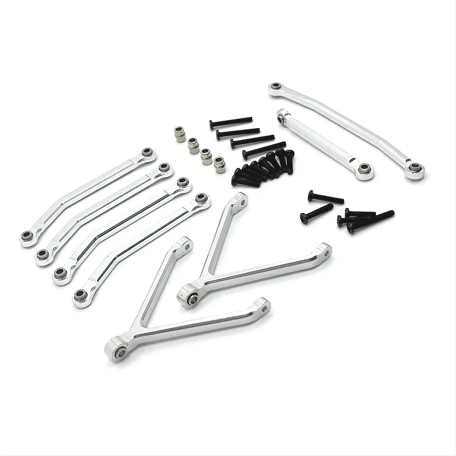 MGHGFYTAS Kompatibel Mit FMS Für Xiaoqi Für FCX24 1/24 RC-Autoteile, Aufrüstung Und Umrüstung des CNC-Prozesses Für Das Lenkgelenk-Kit Mit Fester Fahrgestellachse Pull Rod Link Linkage(Silver) von MGHGFYTAS