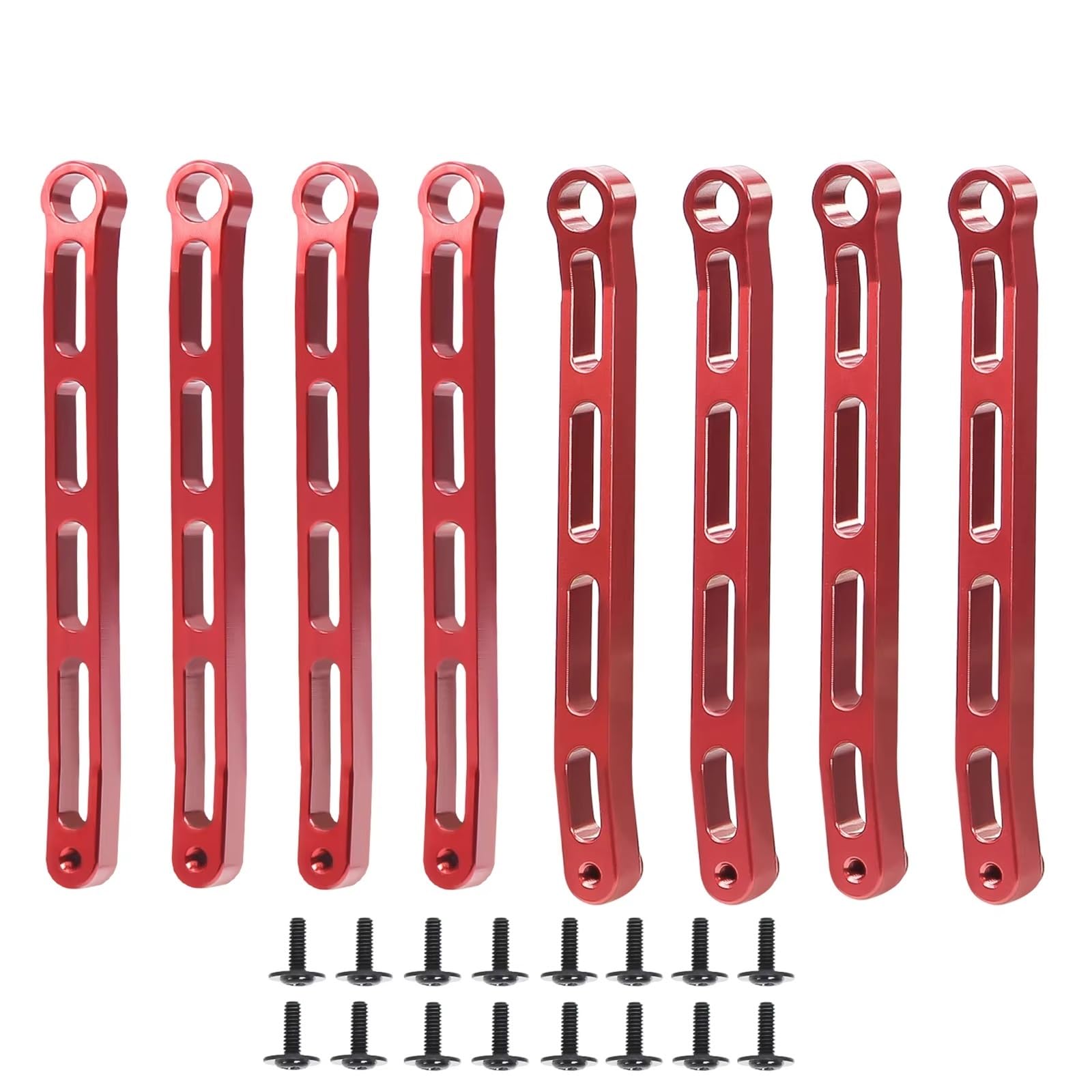 MGHGFYTAS Kompatibel Mit MN78 1/12 RC-Auto-Upgrade-Teile, 8-teiliges Aluminium Für Fahrgestell-Radstand, Lenkverbindungen, Zugstangen-Spurstangen-Set Pull Rod Link Linkage(Red) von MGHGFYTAS