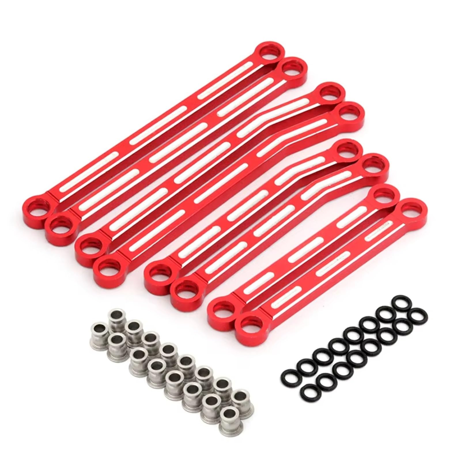 MGHGFYTAS Kompatibel Mit Traxxas Für TRX4M Für Bronco Für Defender 1/18 RC Crawler Automodell Upgrade-Teile Linkage Tie Link Rod Kit Erhöht Pull Rod Link Linkage(Red) von MGHGFYTAS