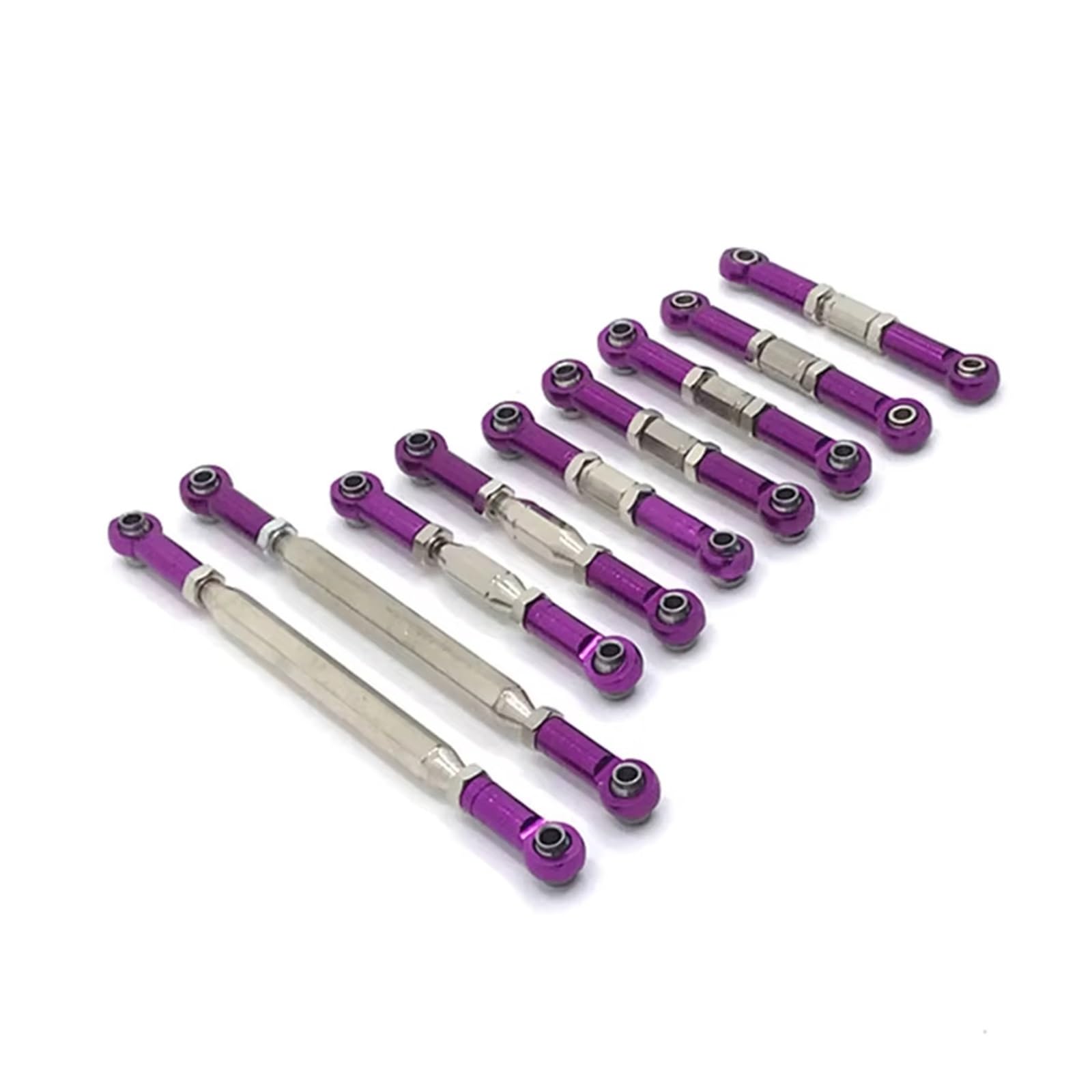 MGHGFYTAS Kompatibel Mit WLtoys 12428 FY-03 1/12 RC-Auto-Lenkstange, 9-teilig, Lenkgelenkarm, Zugstange, Upgrade-Teile Pull Rod Link Linkage(Purple) von MGHGFYTAS