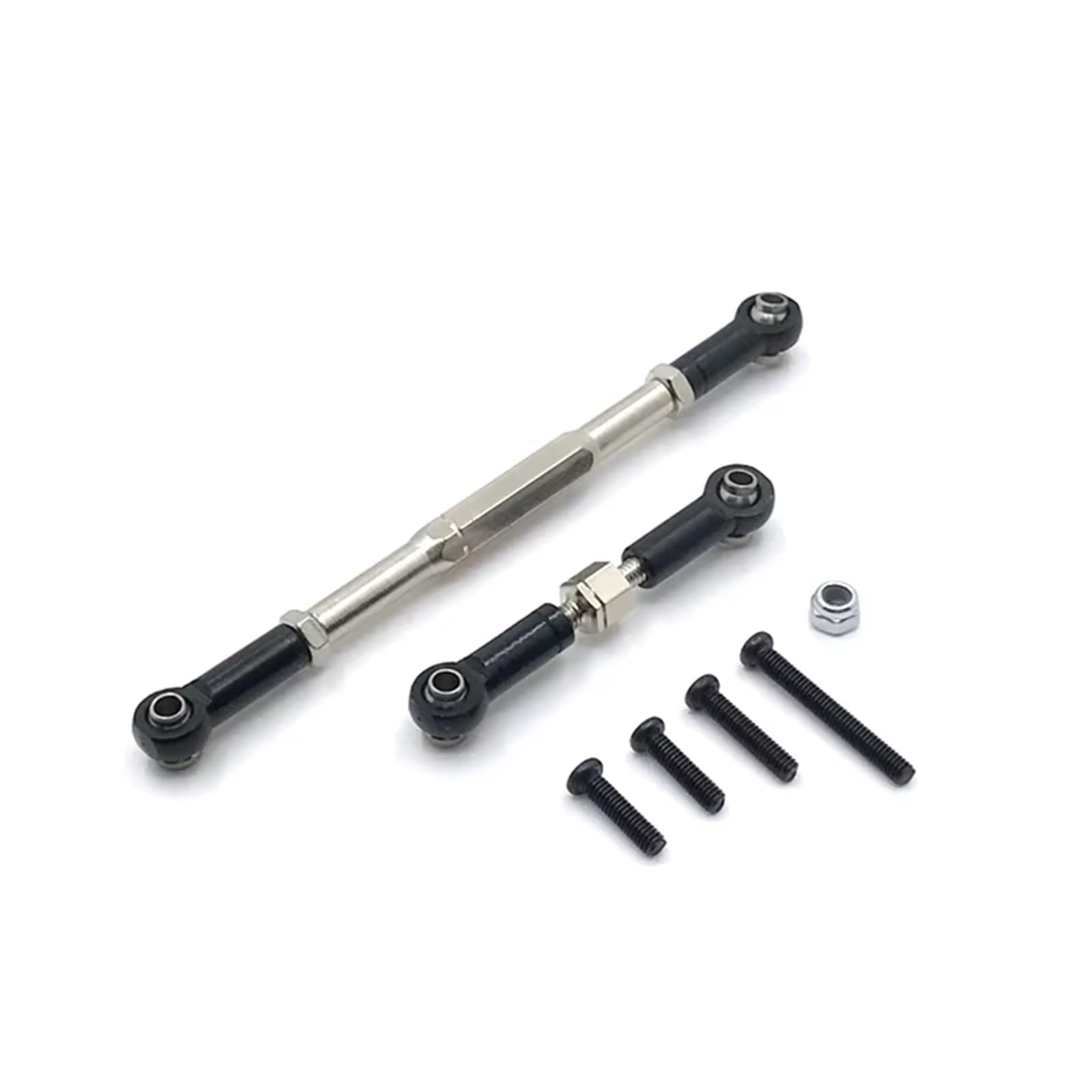 MGHGFYTAS Kompatibel Mit WPL C14 C24 B14 B16 B24 B36 Für HengLong Für FeiYu Für JJRC RC-Autoteile, Metall-Upgrade, Vorderachse, Lenkstange Pull Rod Link Linkage(Black) von MGHGFYTAS