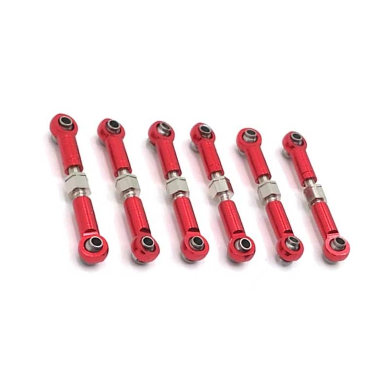 MGHGFYTAS Kompatibel Mit Wltoys A949 1/18 RC-Auto-Upgrade-Teil, 6-teiliger Aluminiumlegierung-Radstand, RC-Lenkstangensatz Pull Rod Link Linkage(Red) von MGHGFYTAS