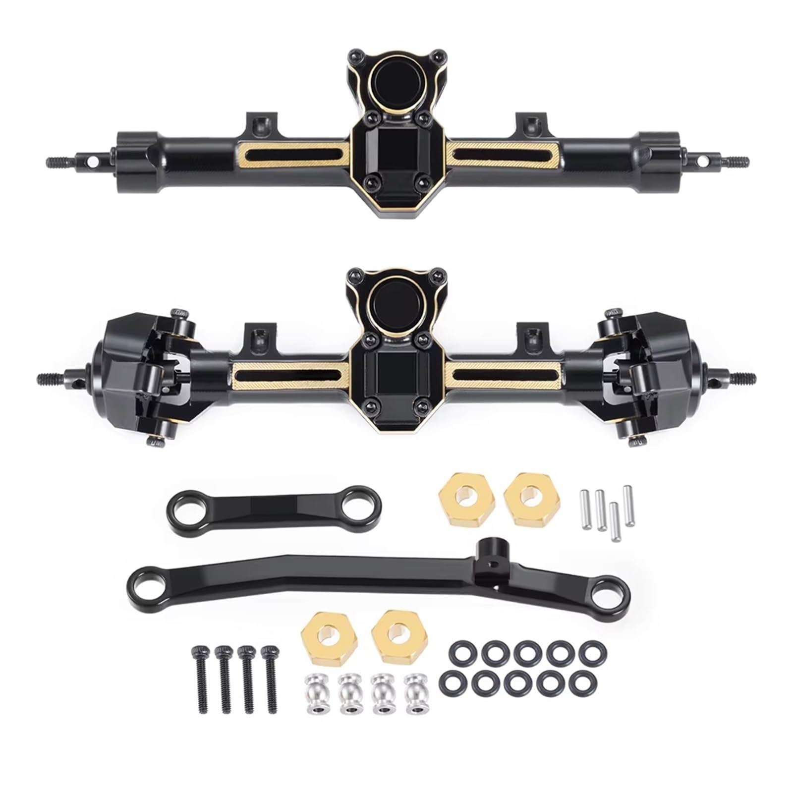 MGHGFYTAS RC Auto Zubehör Kompatibel Mit Axial Für SCX24 1/24 RC Crawler Upgrade -Zubehör Alle Serien Metall Vorne Heck -Portalachsen Standard Verlängert(Front Rear,Extended) von MGHGFYTAS