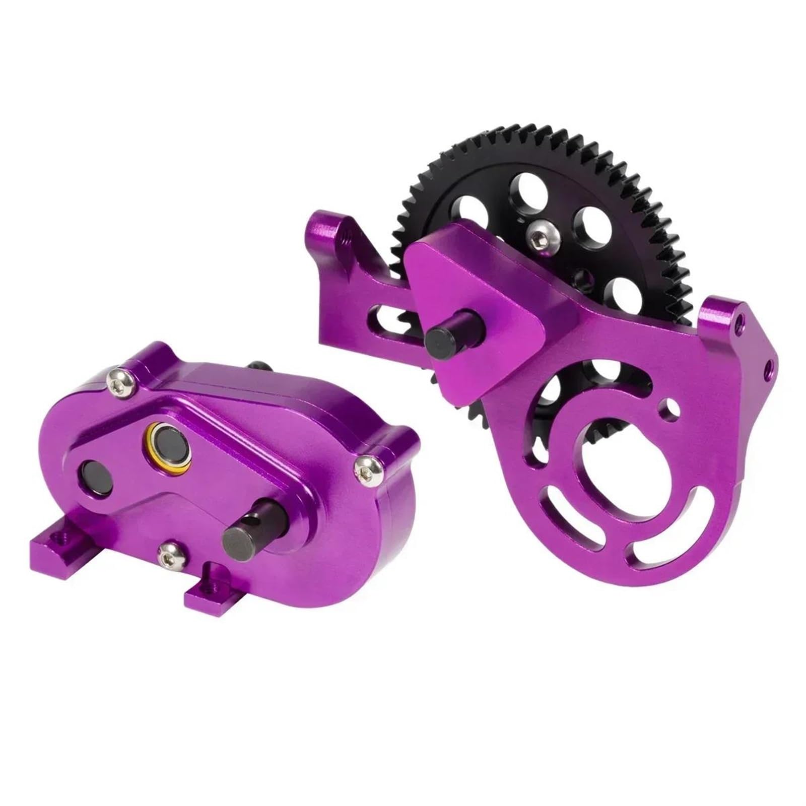 MGHGFYTAS RC Getriebe Box Kompatibel Mit Cheater Für Rigs Für Comp Für Builds Verteilergetriebe Mit Delrin-Stirnradgetriebe 1/10 RC Crawler Upgrade-Teile(Purple) von MGHGFYTAS