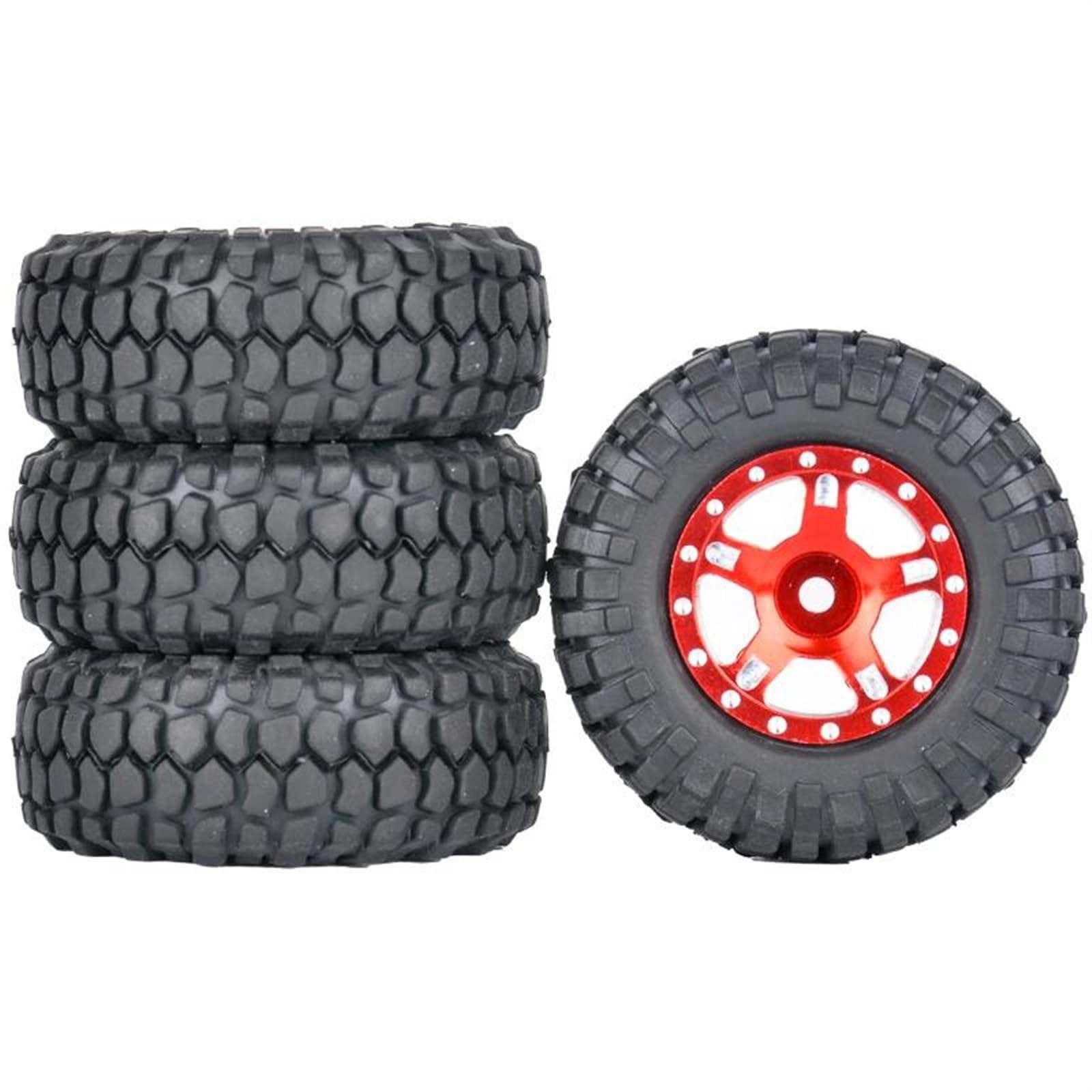 MGHGFYTAS RC Reifen Kompatibel Mit AXIAL Für SCX24 AXI00006 AXI90081 AXI00002 AXI00001 1/24 RC Car Crawler 4PCS Metallradnabe Gummireifen Zubehör(Color1) von MGHGFYTAS