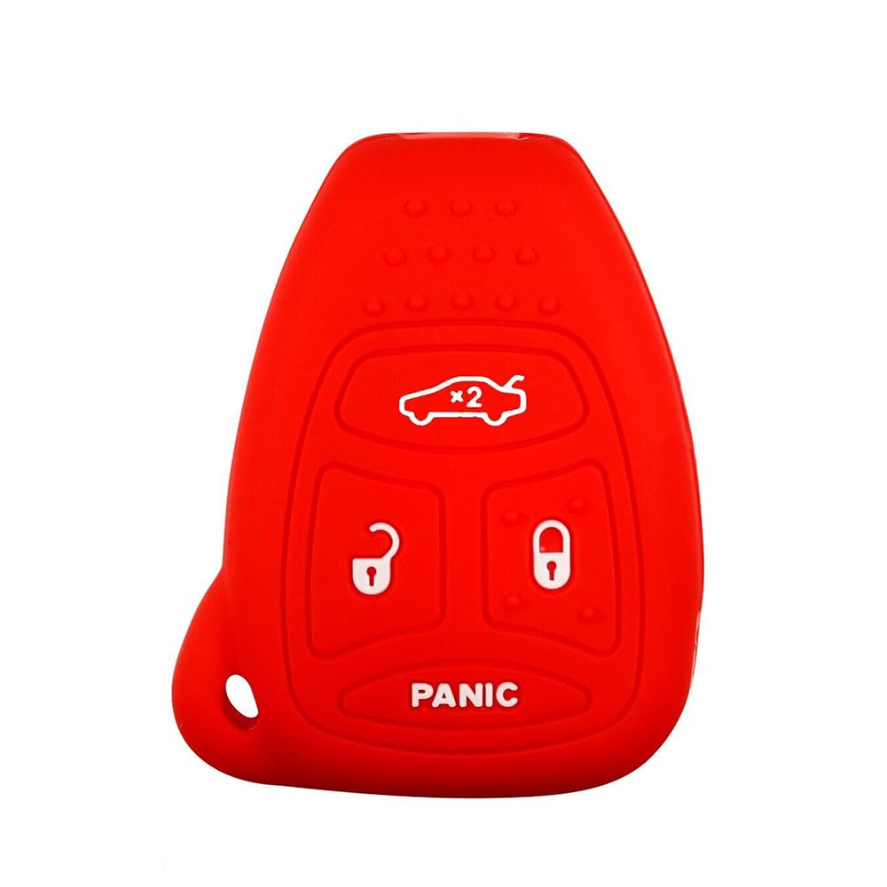 Silikon Cover Skin Case Fernbedienung Smart Key Fob für Jeep Wrangler Gladiator für Chrysler Dodge (Red) von MGbeauty