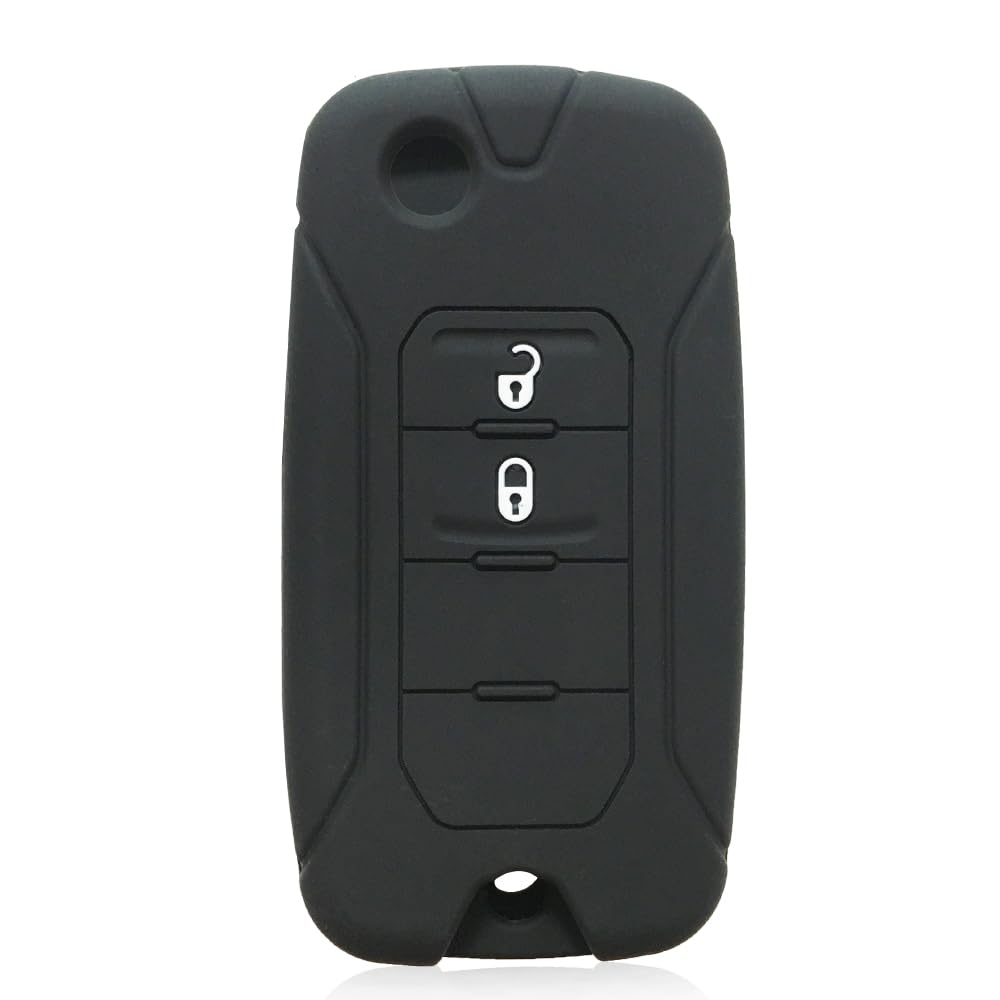 Silikon Keyless Entry Fernbedienung Fob Shell für Jeep Renegade Compass 2016 2019 2020 2021 (Black) von MGbeauty