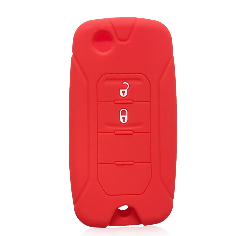 Silikon Keyless Entry Fernbedienung Fob Shell für Jeep Renegade Compass 2016 2019 2020 2021 (Red) von MGbeauty