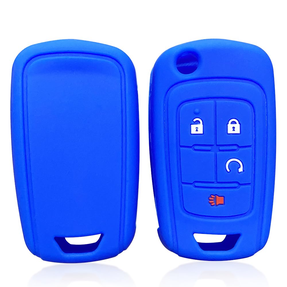 Silikon Keyless Entry Fernbedienung Schlüsselanhänger Abdeckung für Chevrolet Cavalier Cruze Trax Express Camaro (Blue) von MGbeauty