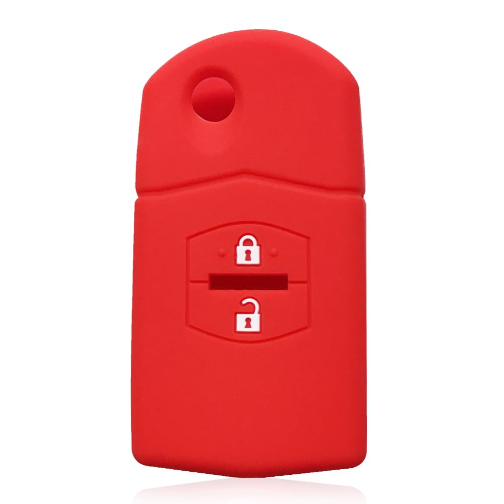 Silikon Keyless Entry Fernbedienung Schlüsselanhänger Abdeckung für Mazda M3 M6 Axela Atenza (Red) von MGbeauty