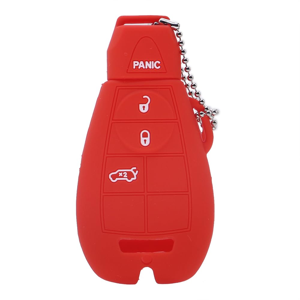 Silikon-Schlüsselanhänger-Abdeckung Fernbedienung Keyless Case für Jeep Cherokee Fobik für Dodge Grand Caravan Dart (Red) von MGbeauty