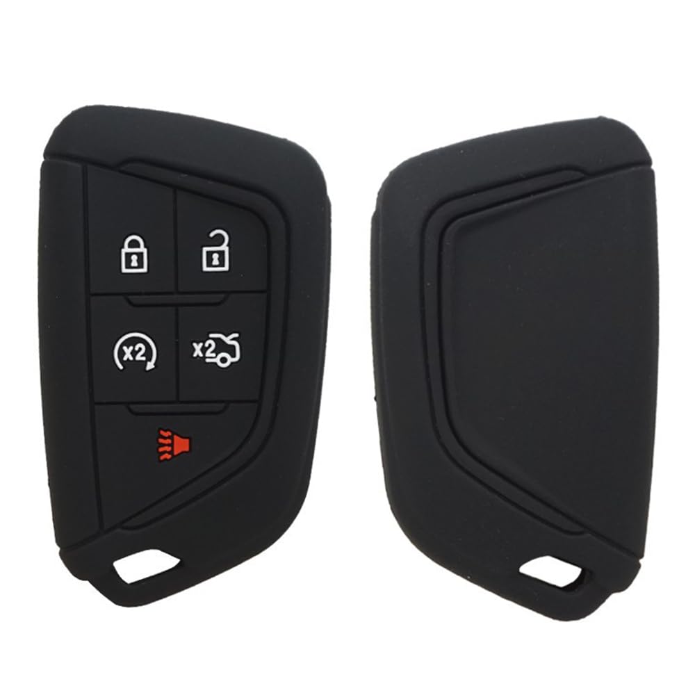 Silikon Schlüsselanhänger Abdeckung Remote Case Keyless Protector für Cadillac CT5 CT4 (Black) von MGbeauty