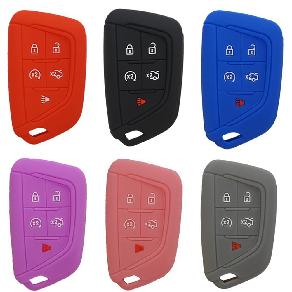 Silikon Schlüsselanhänger Abdeckung Remote Case Keyless Protector für Cadillac CT5 CT4 (Blue) von MGbeauty