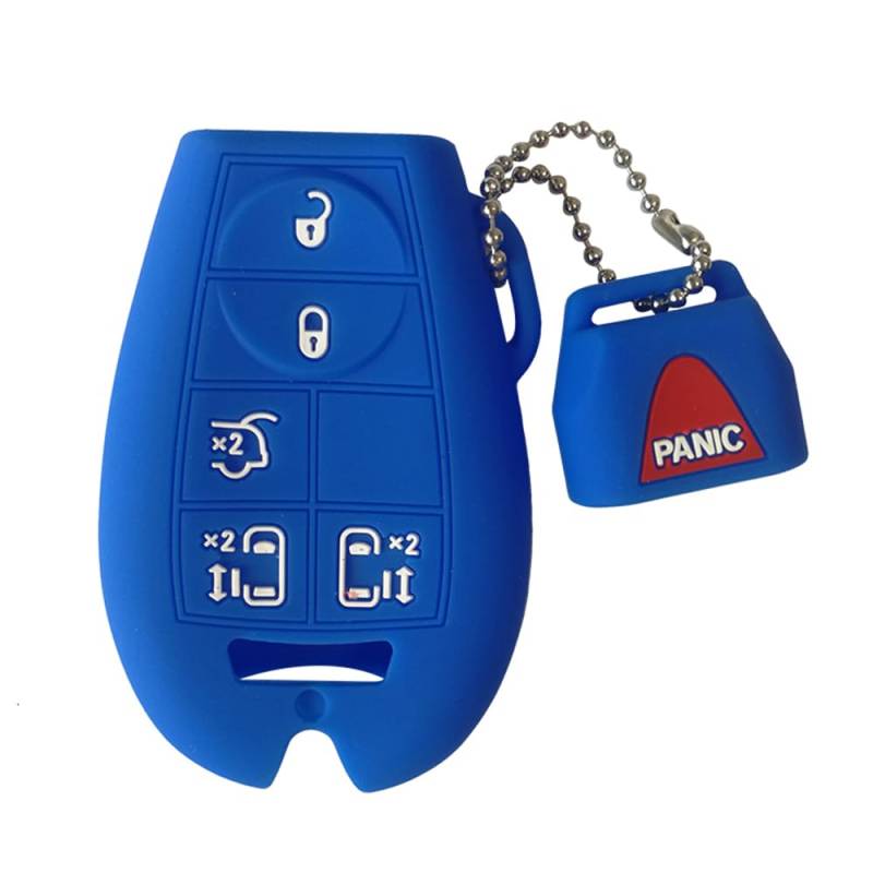 Silikon Schlüsselanhänger Abdeckung Remote Case Keyless Protector für Jeep Cherokee für Dodge Grand Caravan (Blue) von MGbeauty