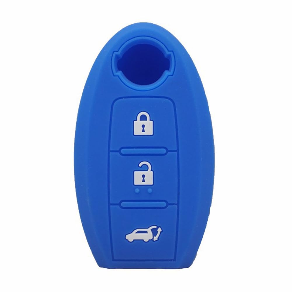 Silikon Smart Autoschlüssel Shell Fob Abdeckung für Nissan Qashqai Sunny LIVINA (Blue) von MGbeauty