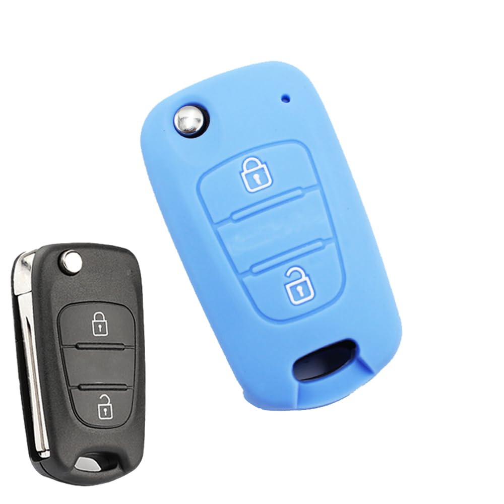 Silikon Smart Car Key Shell Case für Hyundai Verna Elantra Accent Tucson Sportage Rio Picanto Solaris (Blue) von MGbeauty