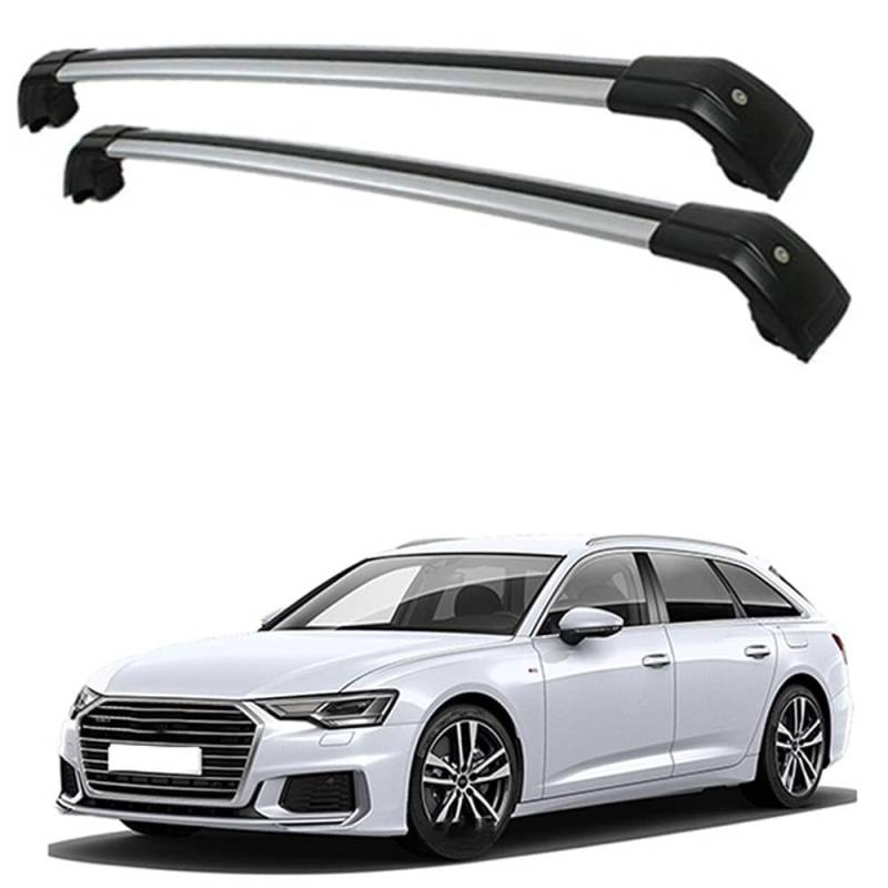 Auto Dachträger Dachreling für Audi - A6 Avant (C8, 4A5) [2018-2023], Dach Gepäckträger aus Aluminium,Silver Black von MHART