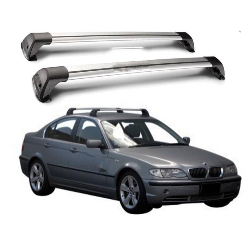 Auto Dachträger Dachreling für BMW 3 Serie E46 4 Tür Limousine 1999-2004 (Festen Punkt), Dach Gepäckträger aus Aluminium,Silver black von MHART