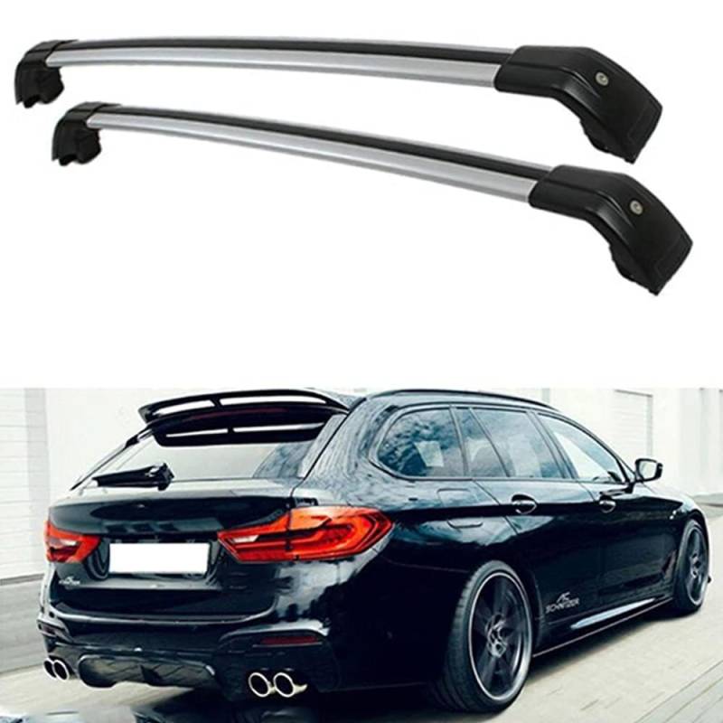 Auto Dachträger Dachreling für BMW 5-Series Touring Wagon 5-dr Estate G31 2017-2021, Dach Gepäckträger aus Aluminium,Silver Black von MHART